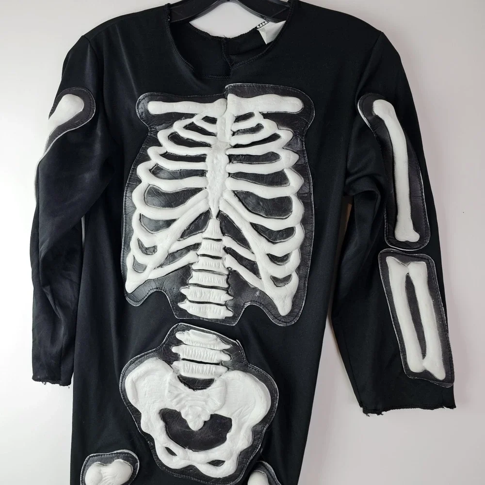 Kids` Skeleton Jumpsuit‎ Boys Girls Bones Halloween Costume & Mask L 12/14